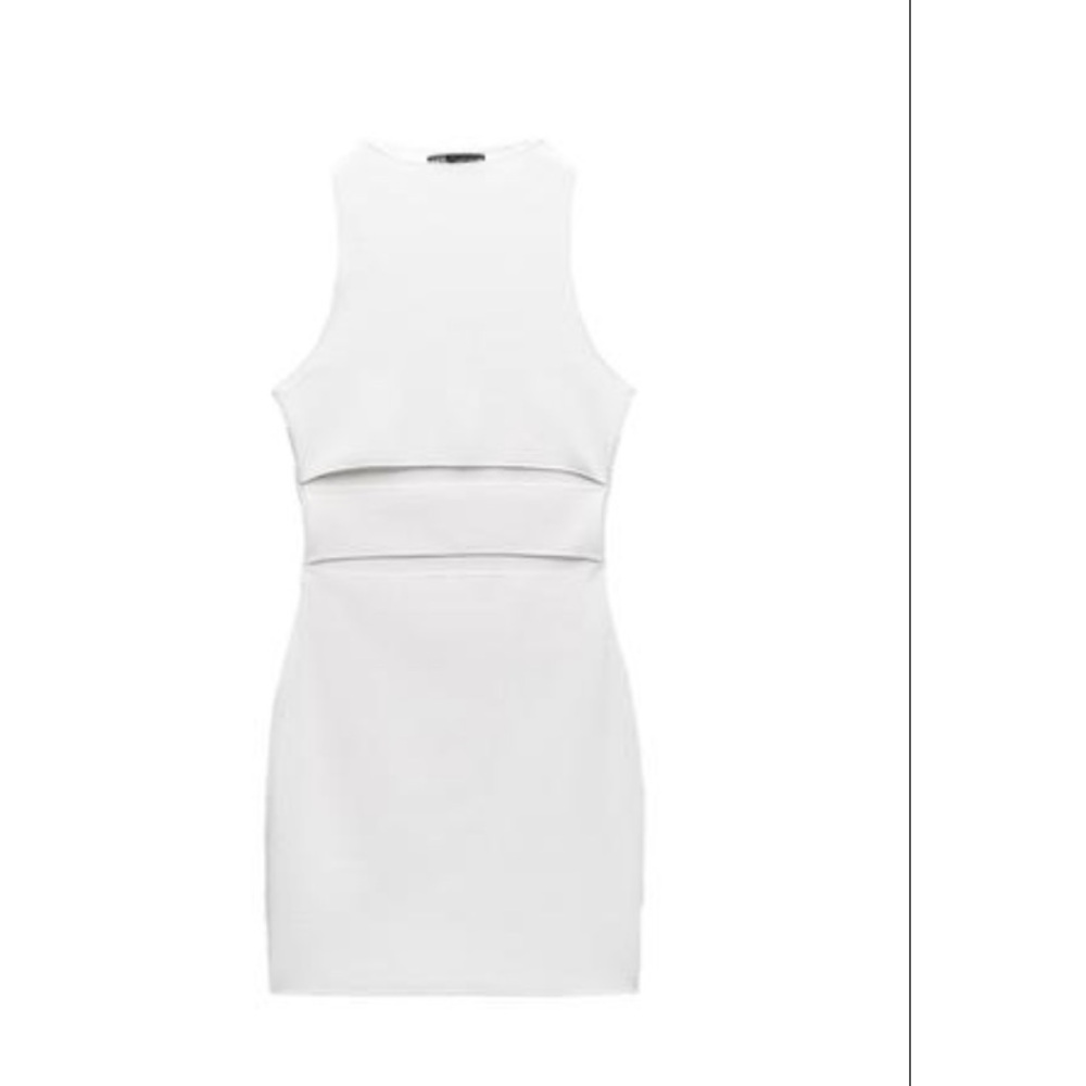 Zara White Sleeveless Cutout Mini Dress